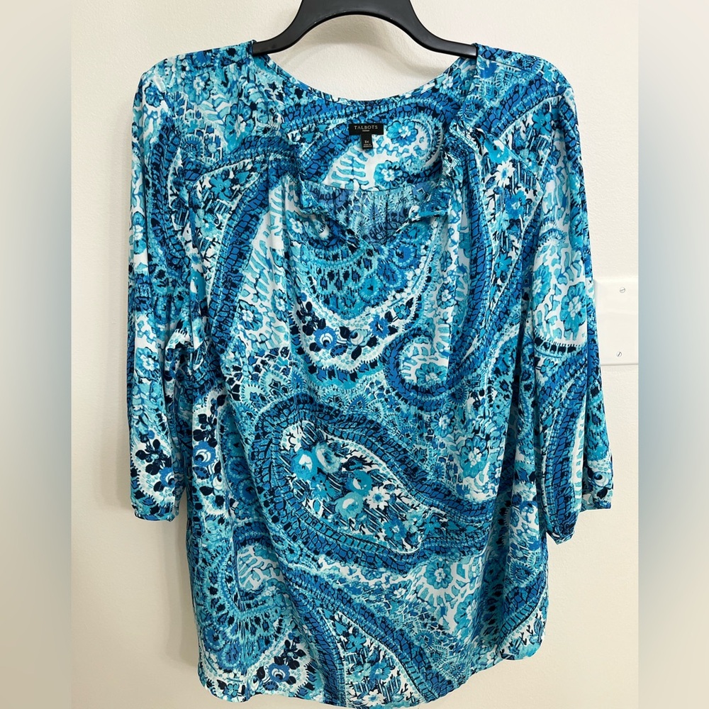 Talbots Vibrant Blue Paisley Blouse 3X